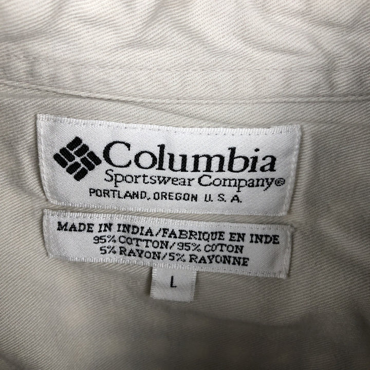 90s-00'S Columbia Long-Sleeve Button-Down Check Shirt, Men's Size L (approx.) cotton white type Vintage Second Hand