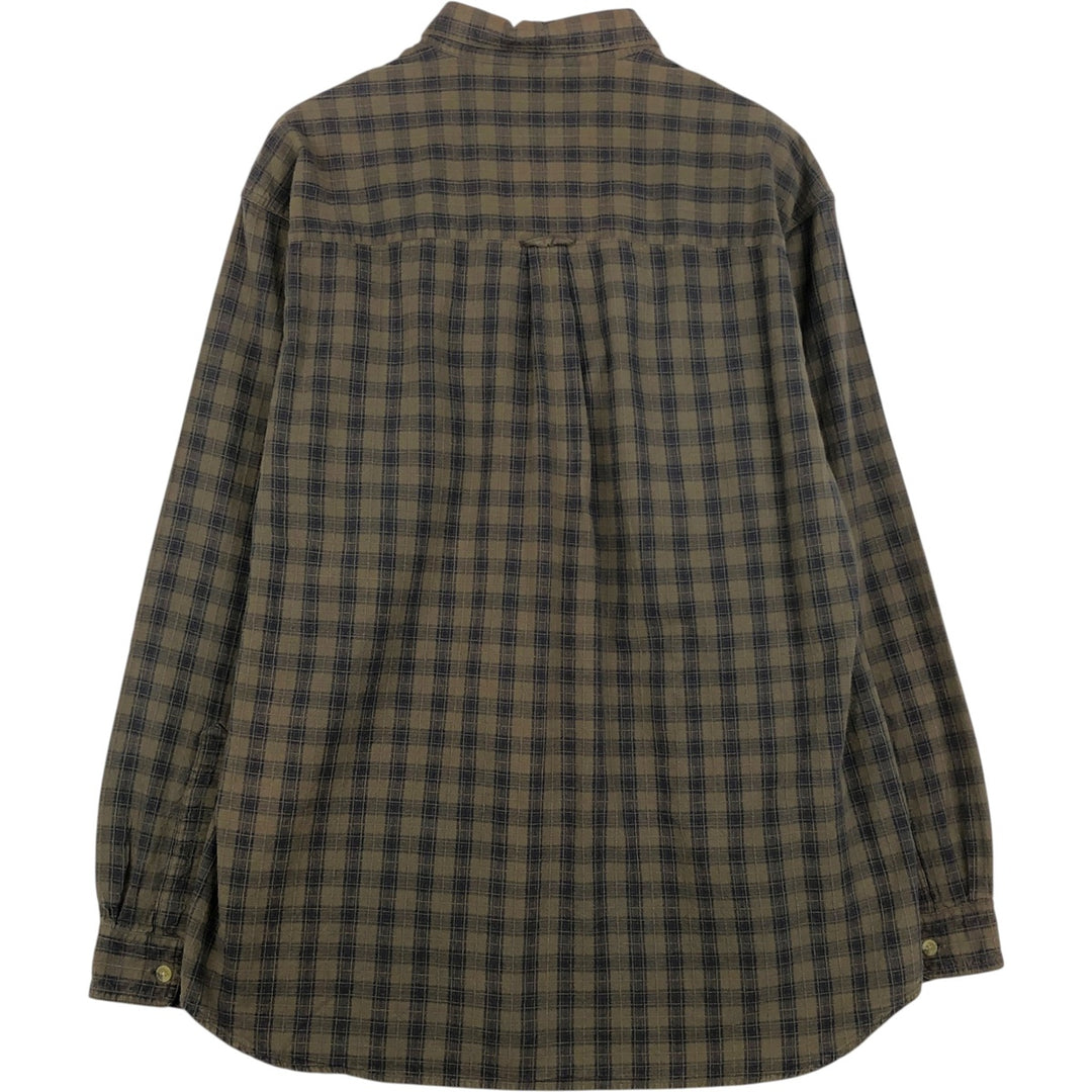 90s-00'S Columbia Ripstop Long-Sleeve Button-Down Check Shirt, Men's XL (approx.), Vintage cotton Khaki type Vintage Second Hand