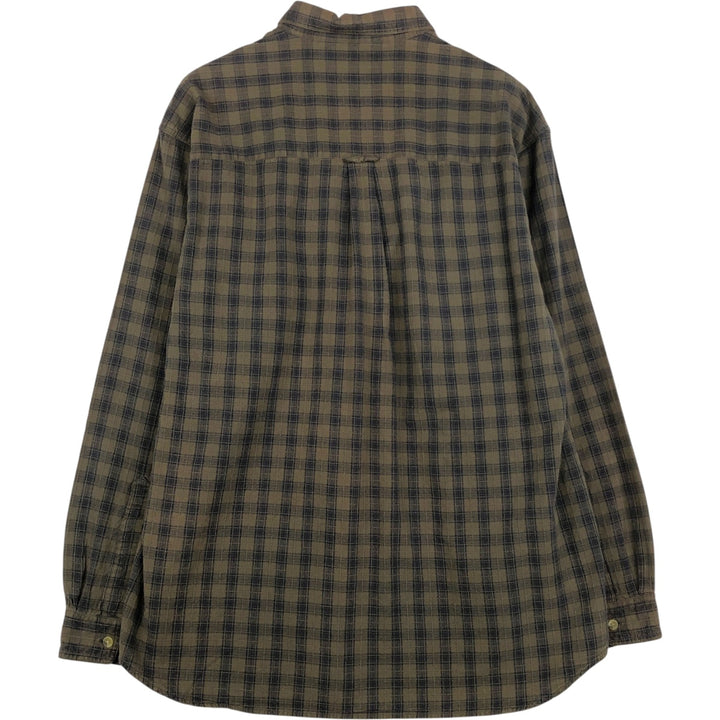 90s-00'S Columbia Ripstop Long-Sleeve Button-Down Check Shirt, Men's XL (approx.), Vintage cotton Khaki type Vintage Second Hand