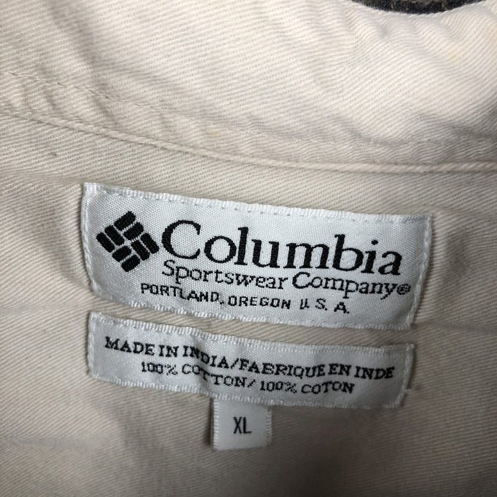 90s-00'S Columbia Ripstop Long-Sleeve Button-Down Check Shirt, Men's XL (approx.), Vintage cotton Khaki type Vintage Second Hand
