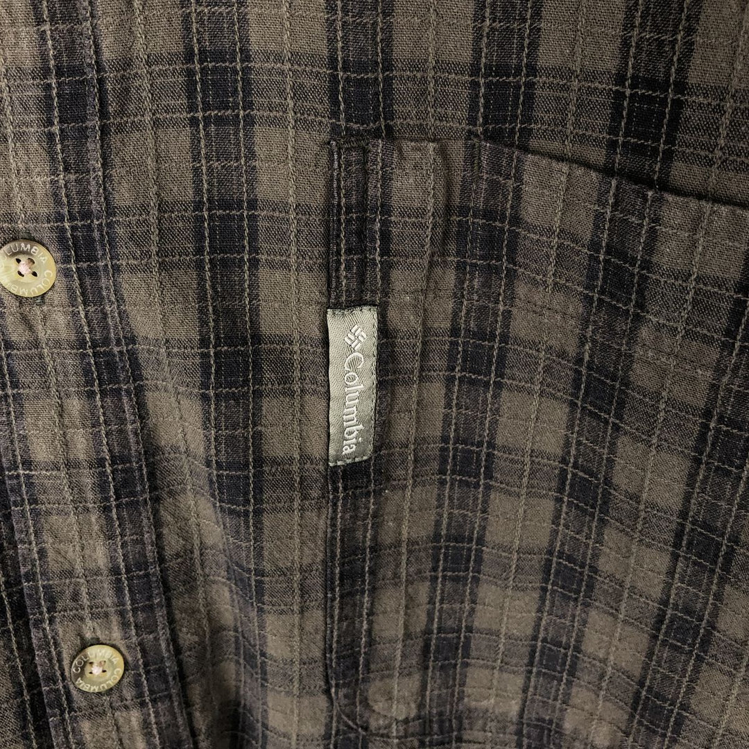 90s-00'S Columbia Ripstop Long-Sleeve Button-Down Check Shirt, Men's XL (approx.), Vintage cotton Khaki type Vintage Second Hand