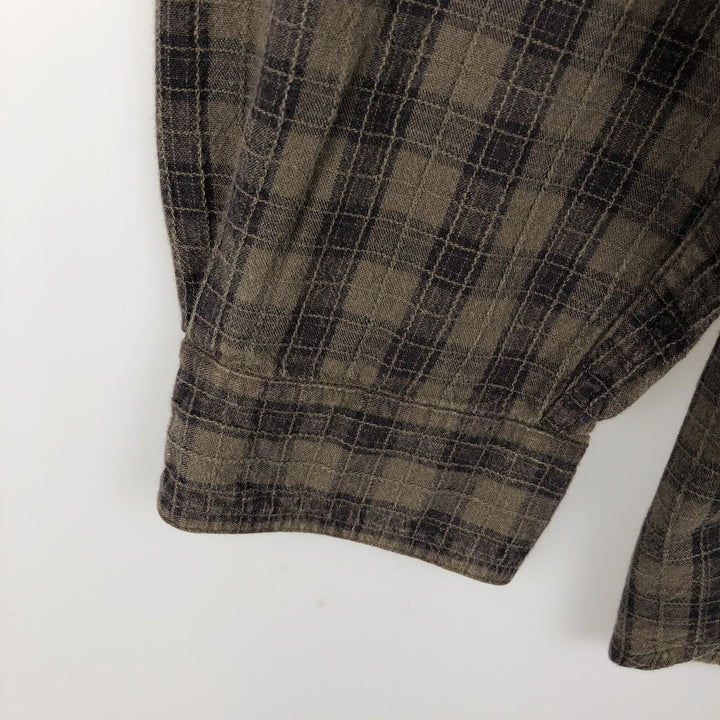 90s-00'S Columbia Ripstop Long-Sleeve Button-Down Check Shirt, Men's XL (approx.), Vintage cotton Khaki type Vintage Second Hand
