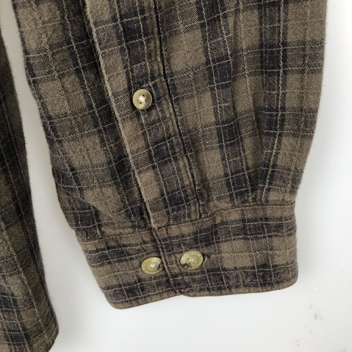 90s-00'S Columbia Ripstop Long-Sleeve Button-Down Check Shirt, Men's XL (approx.), Vintage cotton Khaki type Vintage Second Hand