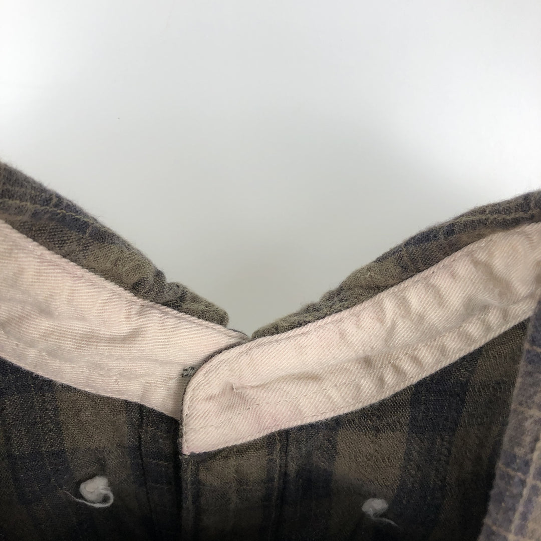 90s-00'S Columbia Ripstop Long-Sleeve Button-Down Check Shirt, Men's XL (approx.), Vintage cotton Khaki type Vintage Second Hand