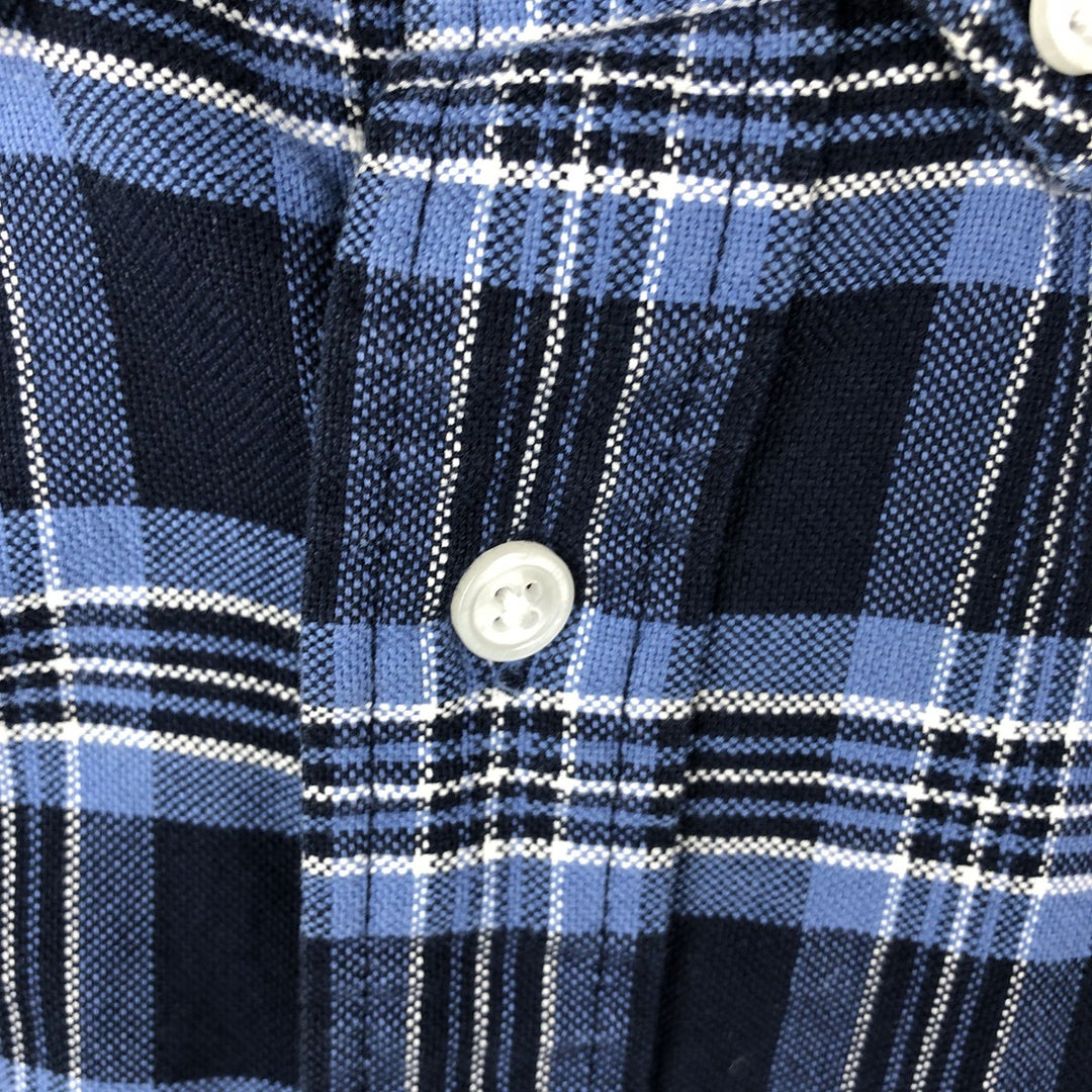1990'S Eddie Bauer Long-Sleeve Button-Down Check Shirt, Men's Size L (Equivalent), Vintage cotton navy blue type Vintage Second Hand