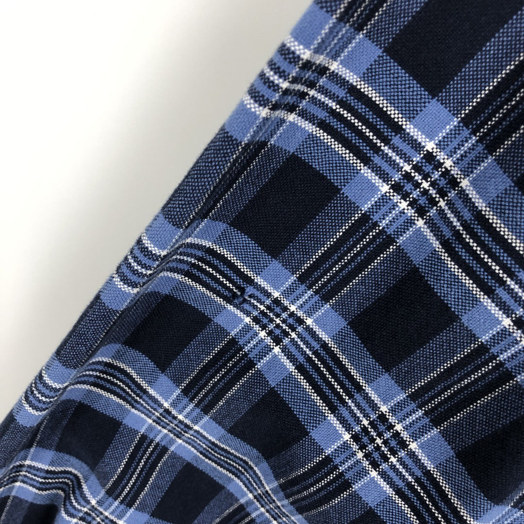 1990'S Eddie Bauer Long-Sleeve Button-Down Check Shirt, Men's Size L (Equivalent), Vintage cotton navy blue type Vintage Second Hand
