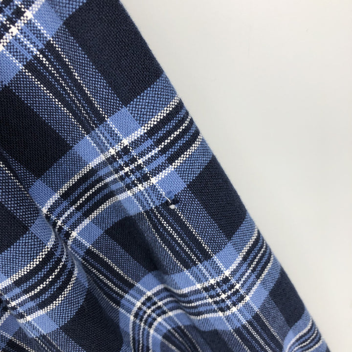 1990'S Eddie Bauer Long-Sleeve Button-Down Check Shirt, Men's Size L (Equivalent), Vintage cotton navy blue type Vintage Second Hand