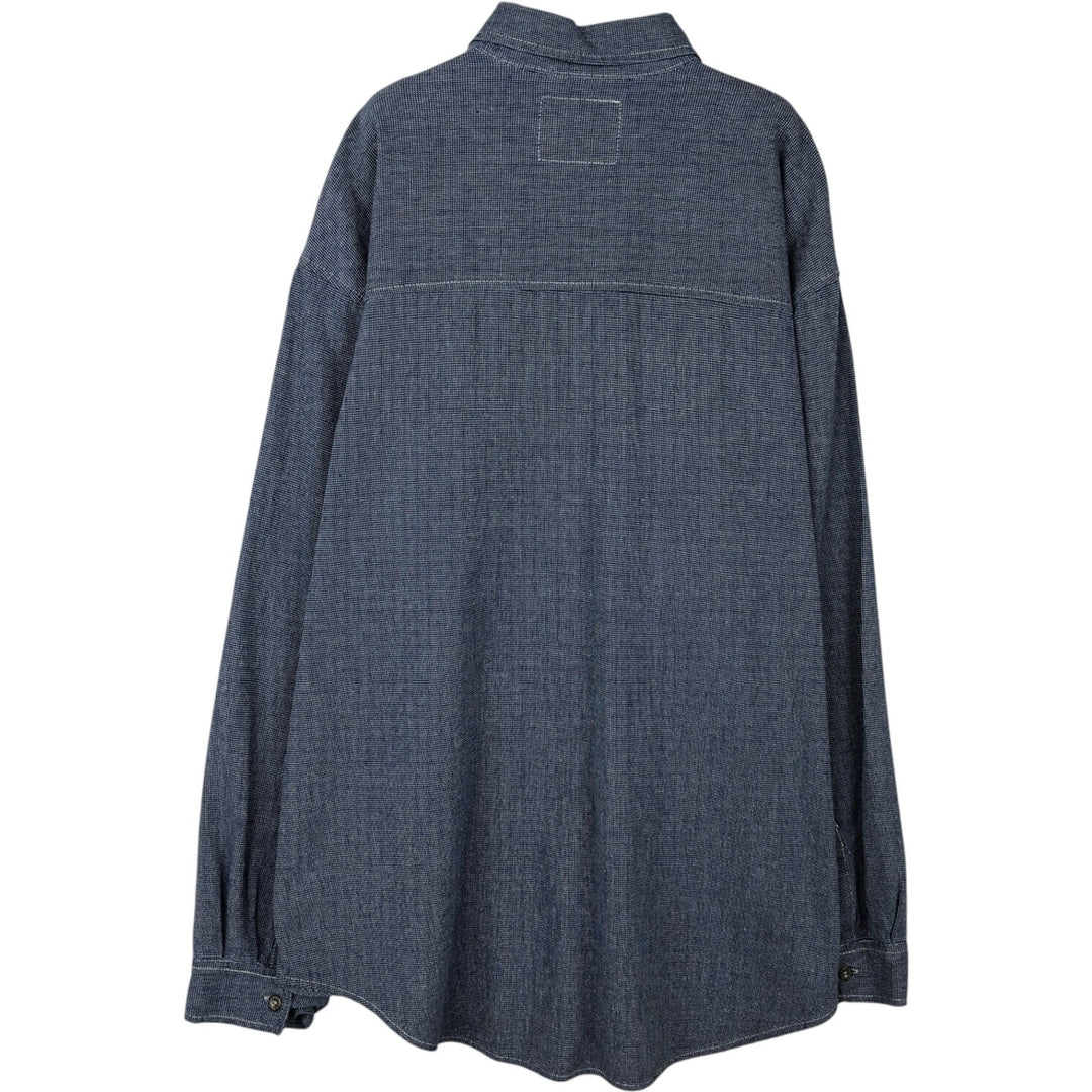 90'S Levi's long-sleeved button-down shirt, men's size XL equivalent, vintage. cotton navy blue type Vintage Second Hand