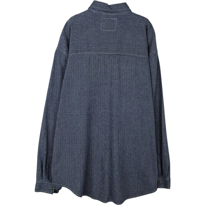 90'S Levi's long-sleeved button-down shirt, men's size XL equivalent, vintage. cotton navy blue type Vintage Second Hand