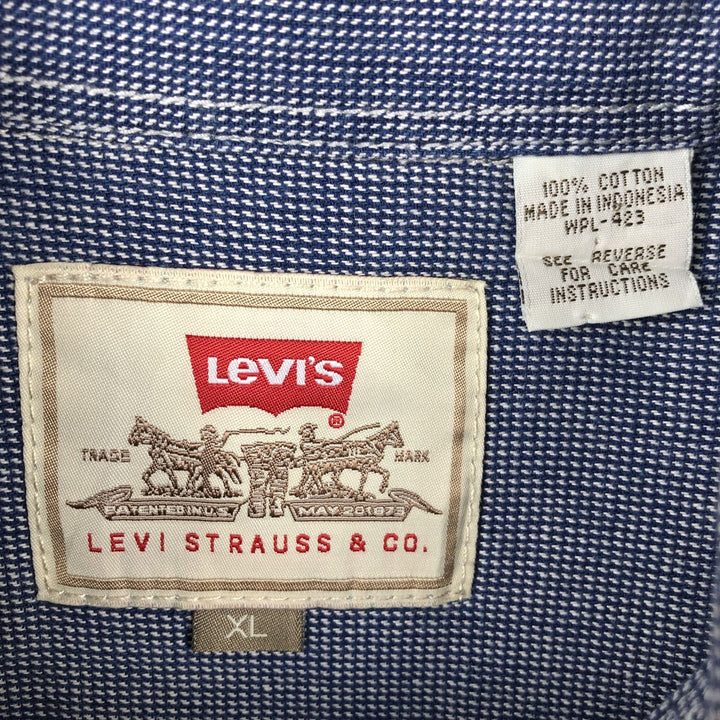 90'S Levi's long-sleeved button-down shirt, men's size XL equivalent, vintage. cotton navy blue type Vintage Second Hand