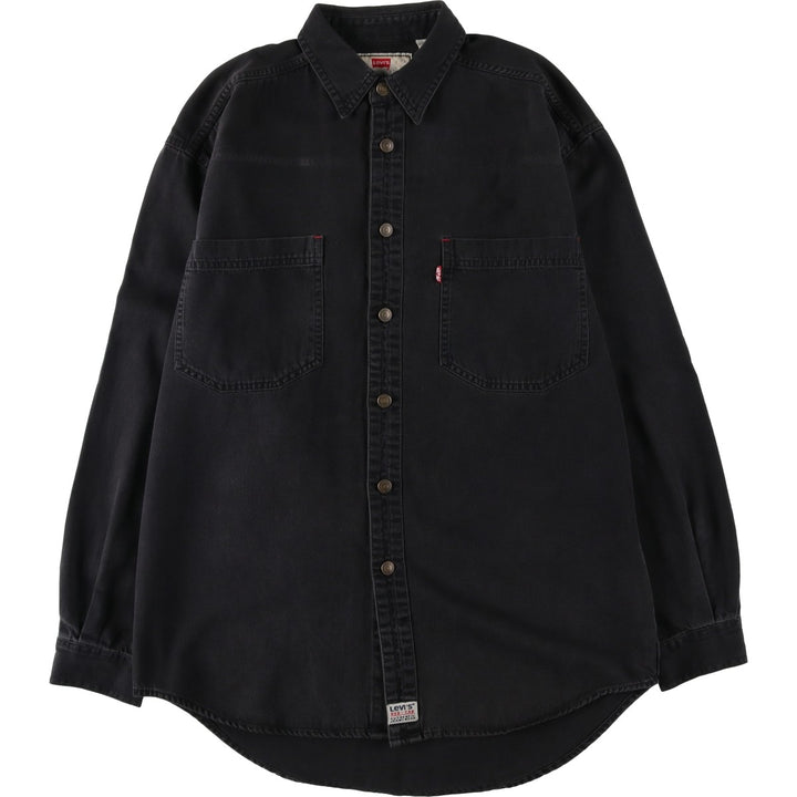 1990'S Levi's RED TAB Long-Sleeve Black Denim Shirt, Men's Size S (Equivalent), Vintage cotton black type Vintage Second Hand