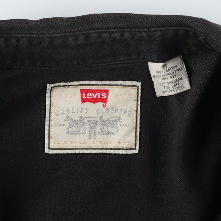 1990'S Levi's RED TAB Long-Sleeve Black Denim Shirt, Men's Size S (Equivalent), Vintage cotton black type Vintage Second Hand