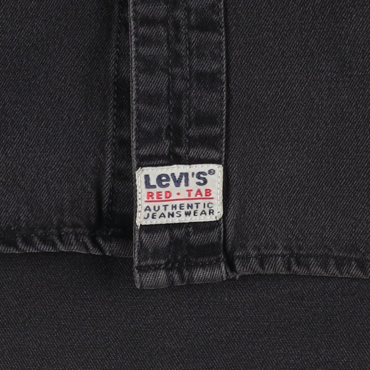 1990'S Levi's RED TAB Long-Sleeve Black Denim Shirt, Men's Size S (Equivalent), Vintage cotton black type Vintage Second Hand