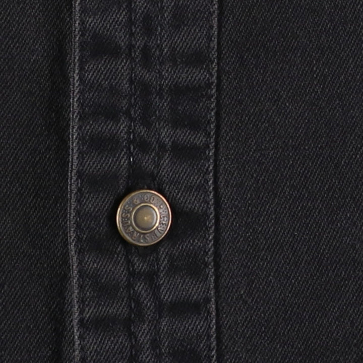 1990'S Levi's RED TAB Long-Sleeve Black Denim Shirt, Men's Size S (Equivalent), Vintage cotton black type Vintage Second Hand