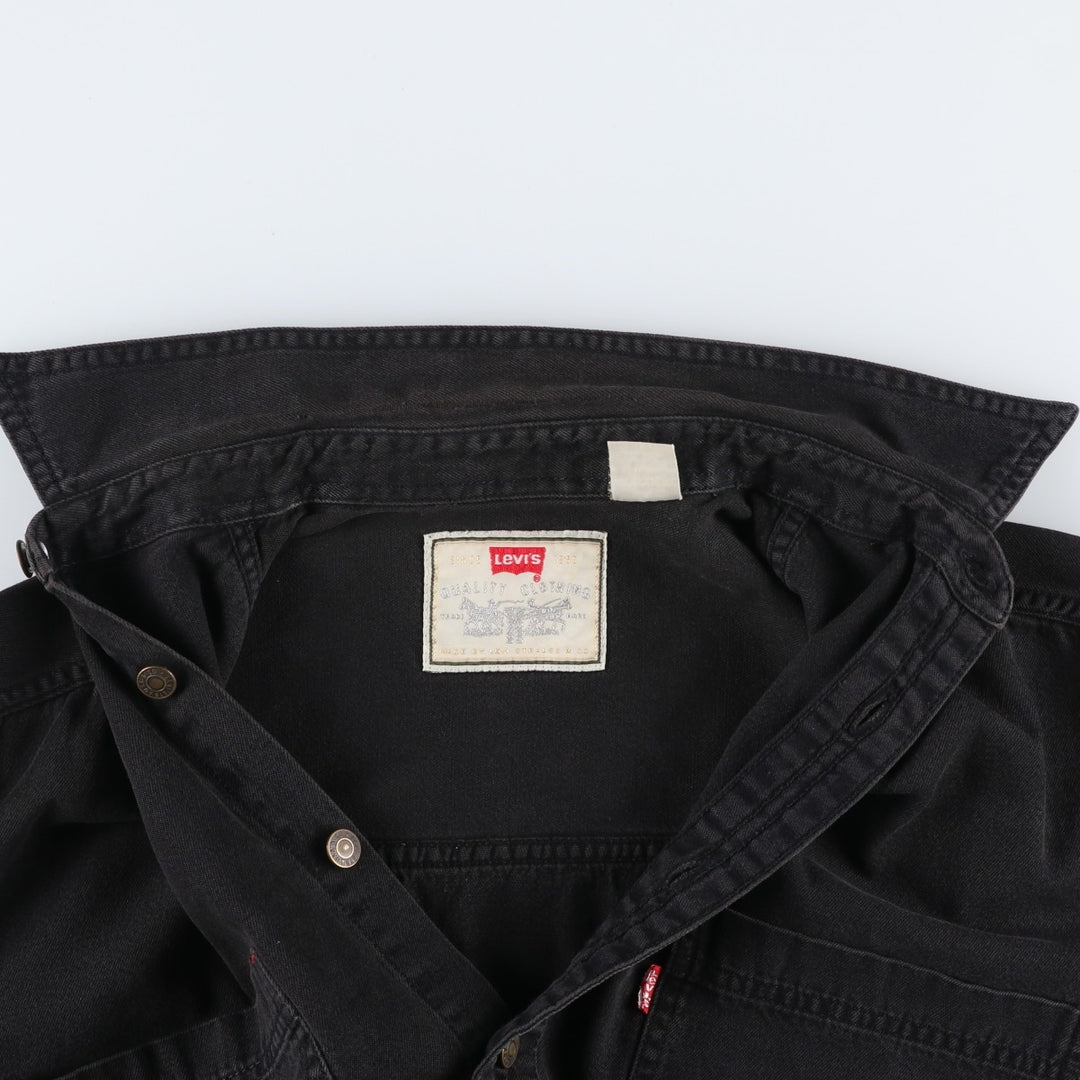 1990'S Levi's RED TAB Long-Sleeve Black Denim Shirt, Men's Size S (Equivalent), Vintage cotton black type Vintage Second Hand