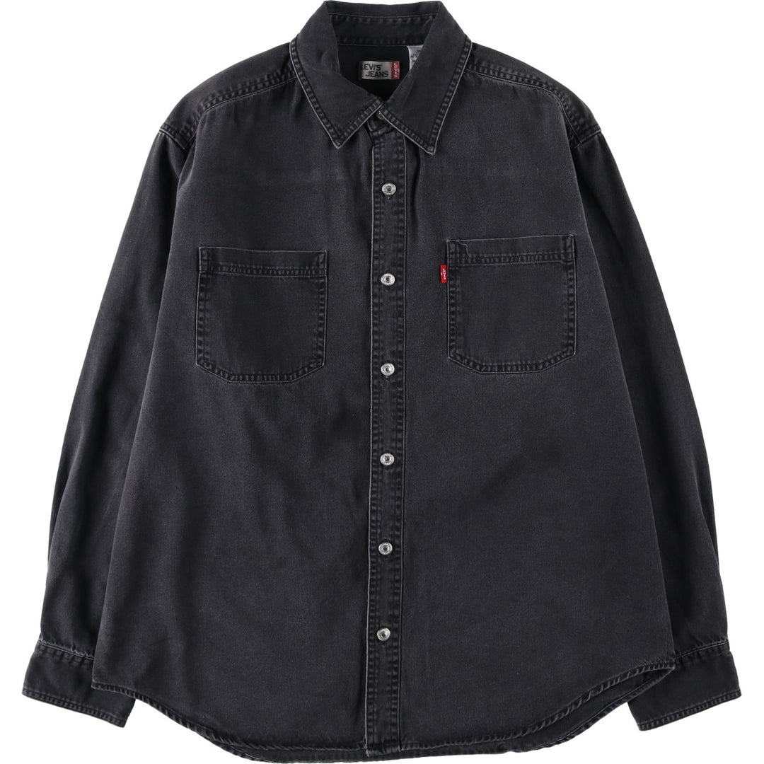 90s-00'S Levi's RED TAB Long-Sleeve Black Denim Shirt, Men's Size L (Equivalent), Vintage cotton black type Vintage Second Hand