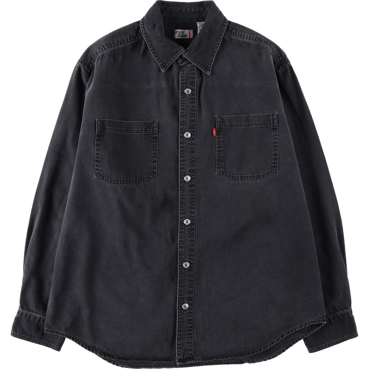 90s-00'S Levi's RED TAB Long-Sleeve Black Denim Shirt, Men's Size L (Equivalent), Vintage cotton black type Vintage Second Hand