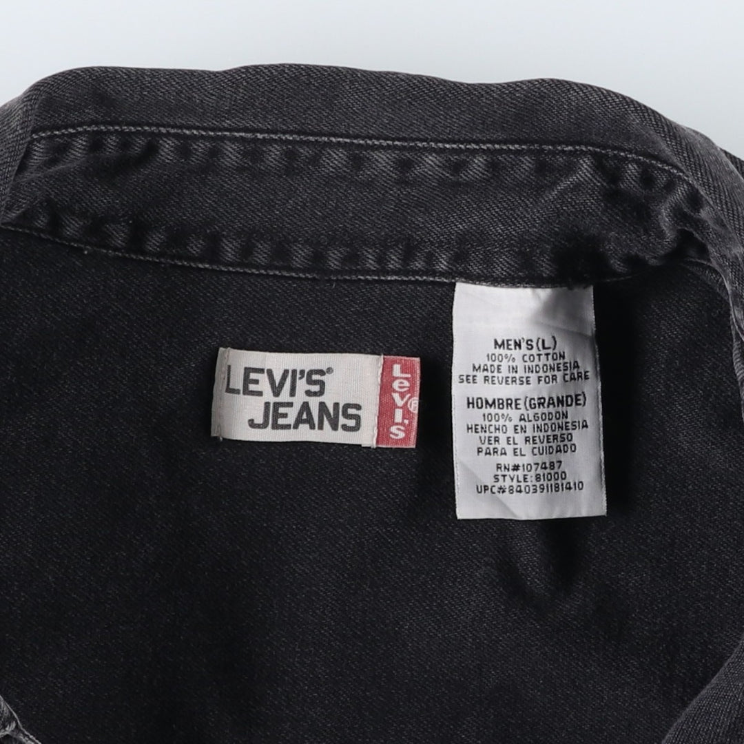 90s-00'S Levi's RED TAB Long-Sleeve Black Denim Shirt, Men's Size L (Equivalent), Vintage cotton black type Vintage Second Hand