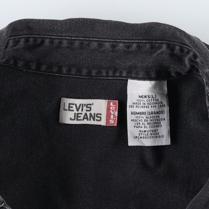 90s-00'S Levi's RED TAB Long-Sleeve Black Denim Shirt, Men's Size L (Equivalent), Vintage cotton black type Vintage Second Hand