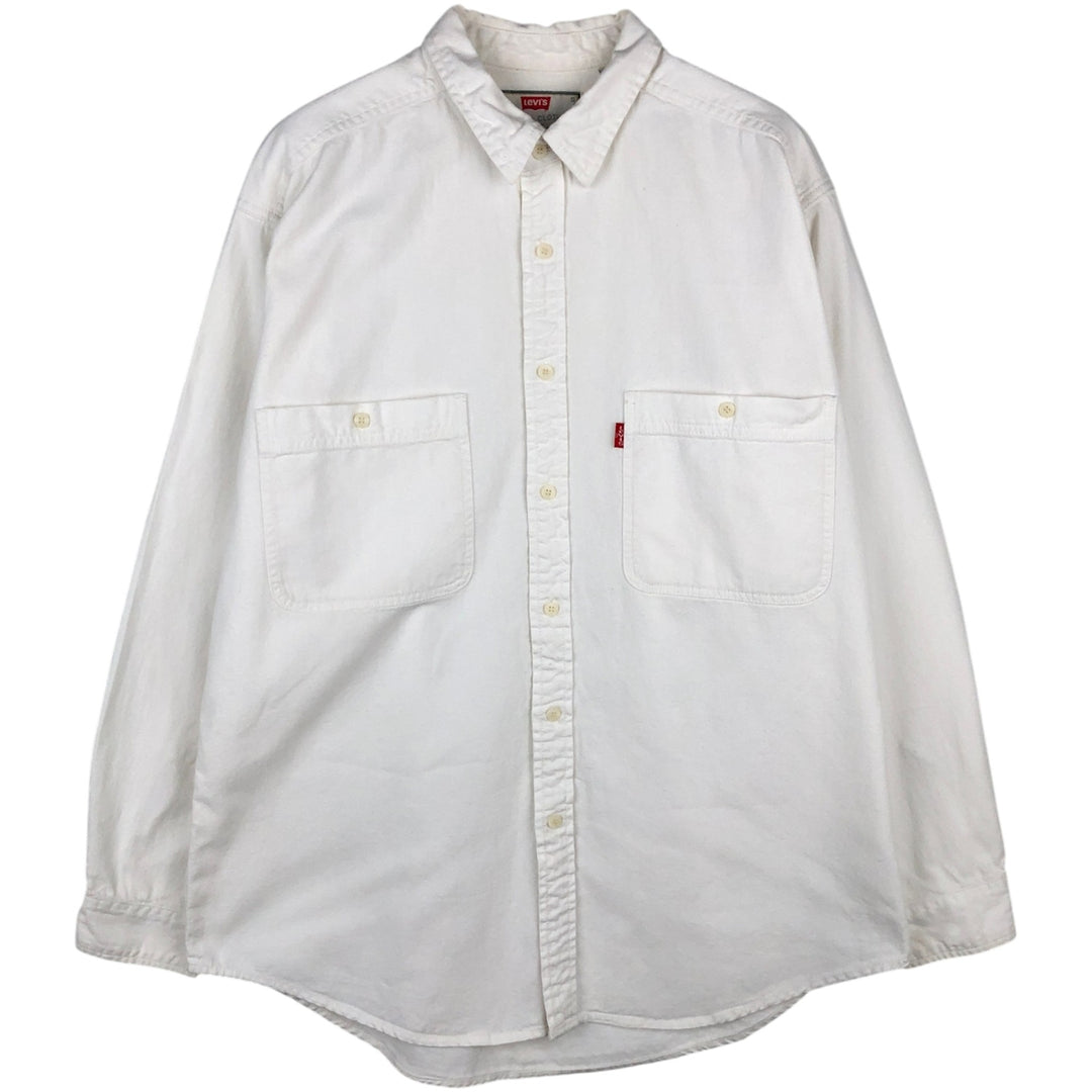 Levi's long-sleeved white denim shirt, men's size L (approx.) cotton pale white type Vintage Second Hand
