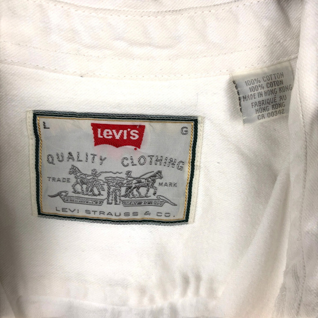 Levi's long-sleeved white denim shirt, men's size L (approx.) cotton pale white type Vintage Second Hand