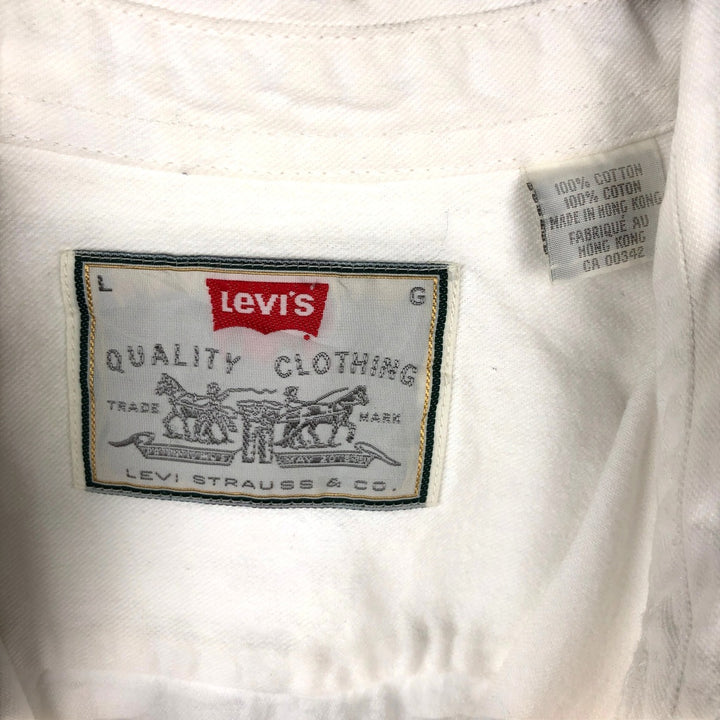 Levi's long-sleeved white denim shirt, men's size L (approx.) cotton pale white type Vintage Second Hand