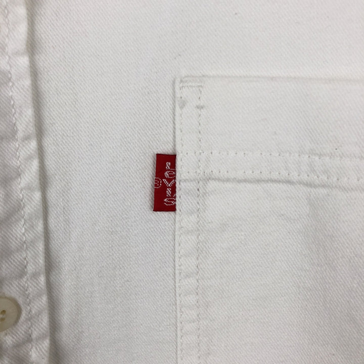 Levi's long-sleeved white denim shirt, men's size L (approx.) cotton pale white type Vintage Second Hand