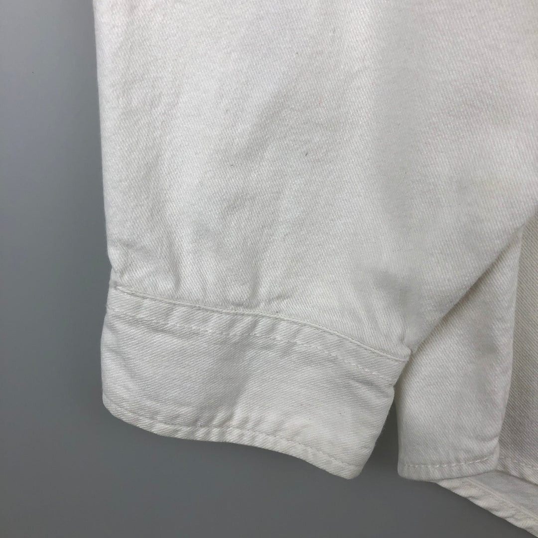 Levi's long-sleeved white denim shirt, men's size L (approx.) cotton pale white type Vintage Second Hand