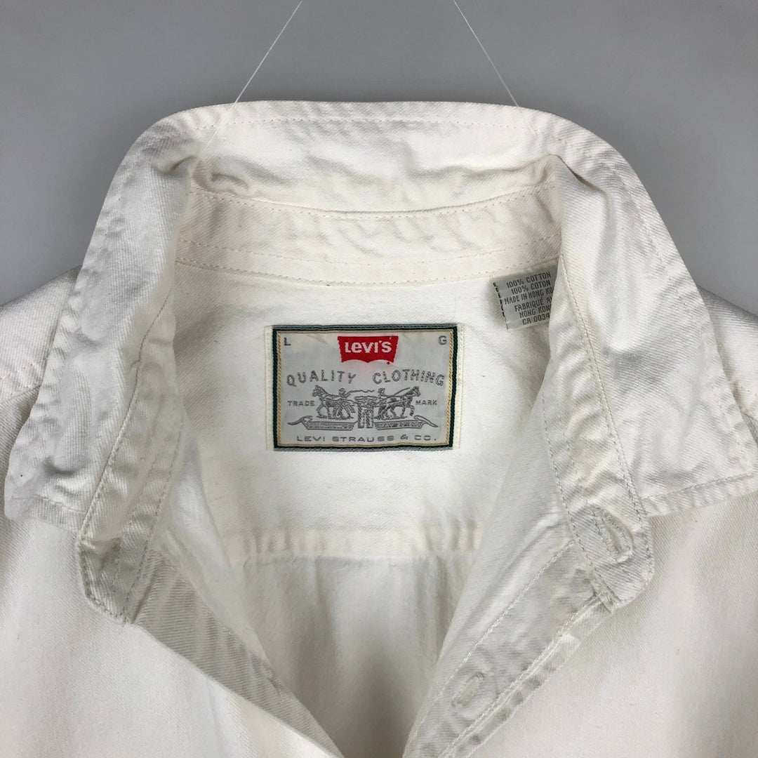 Levi's long-sleeved white denim shirt, men's size L (approx.) cotton pale white type Vintage Second Hand