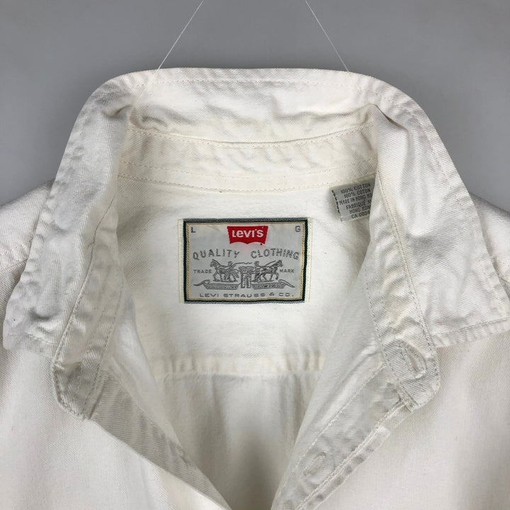 Levi's long-sleeved white denim shirt, men's size L (approx.) cotton pale white type Vintage Second Hand