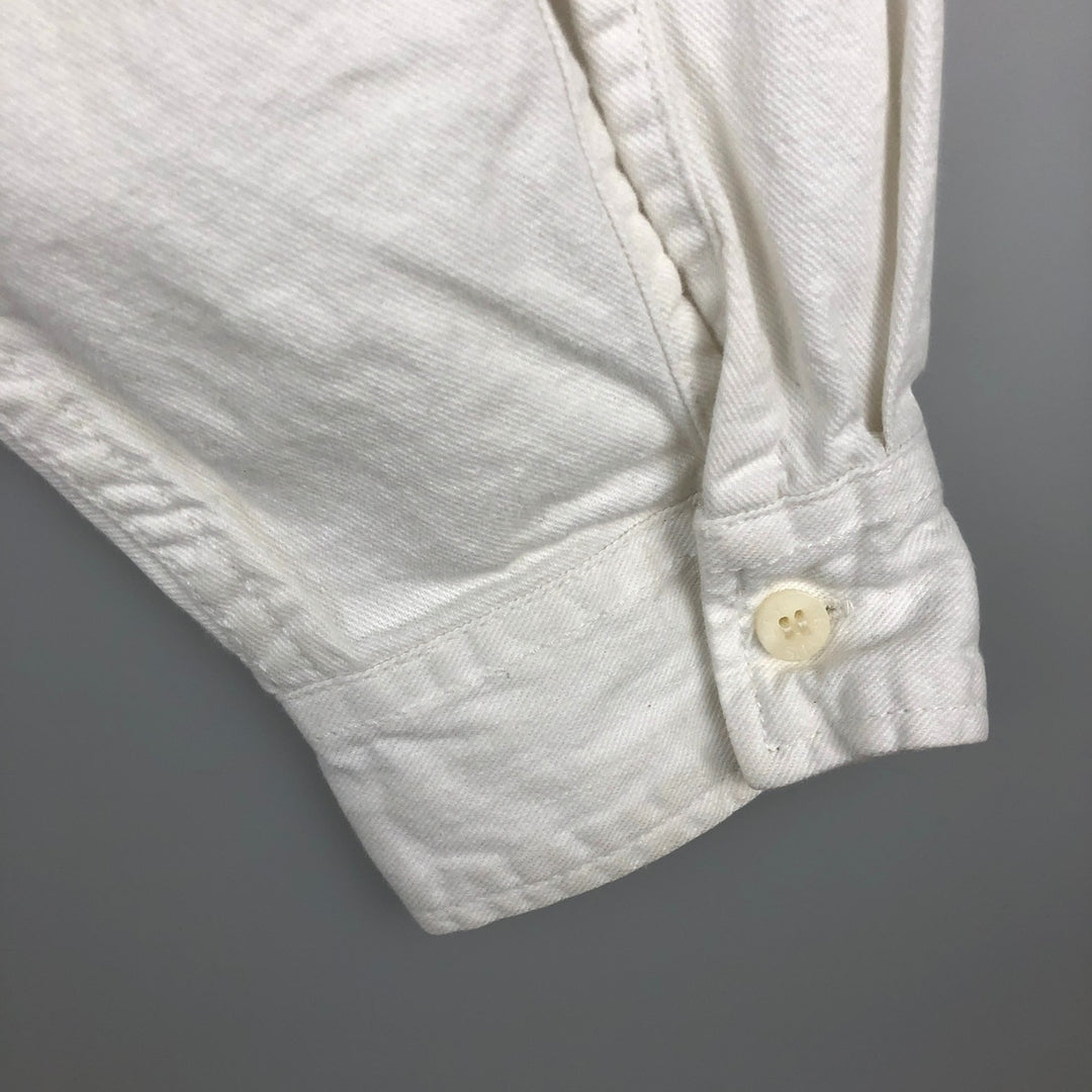 Levi's long-sleeved white denim shirt, men's size L (approx.) cotton pale white type Vintage Second Hand