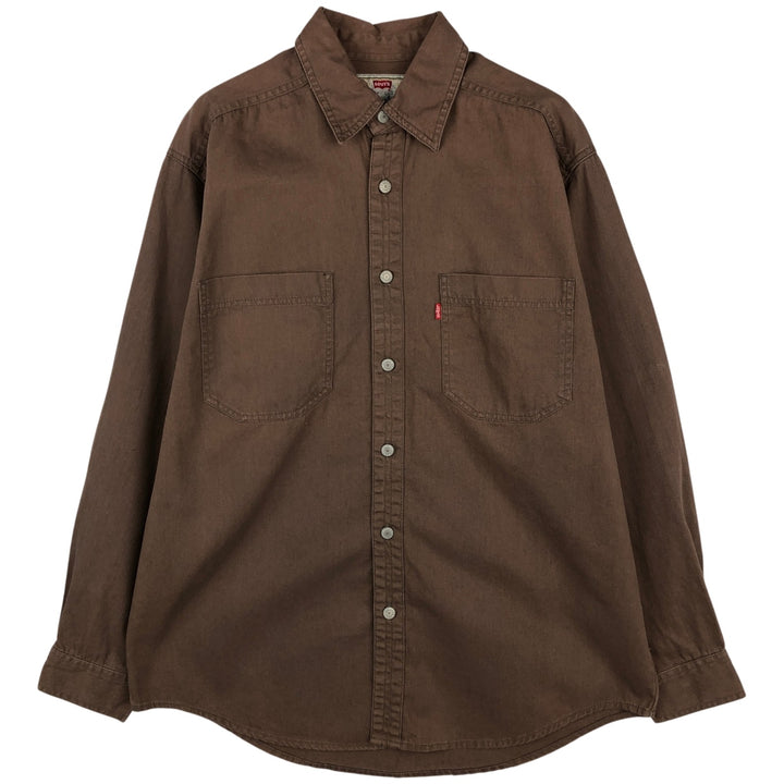 Levi's Red Tab Long Sleeve Denim Shirt, Men's Size Medium cotton brown type Vintage Second Hand