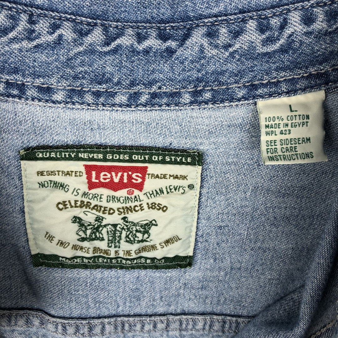 Levi's long sleeve denim shirt, men's size L cotton blue type Vintage Second Hand
