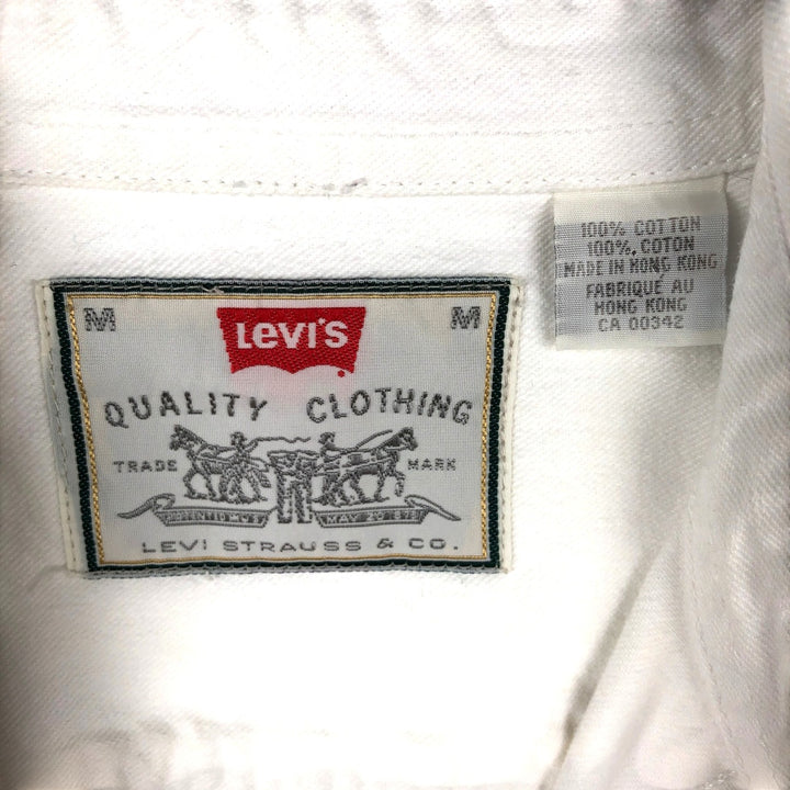 Levi's long-sleeved white denim shirt, men's size M (approx.) cotton pale white type Vintage Second Hand