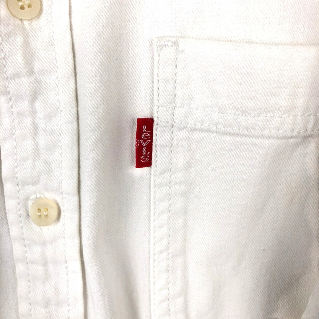 Levi's long-sleeved white denim shirt, men's size M (approx.) cotton pale white type Vintage Second Hand