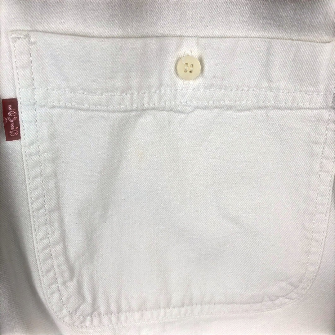 Levi's long-sleeved white denim shirt, men's size M (approx.) cotton pale white type Vintage Second Hand