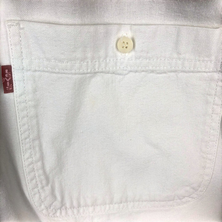 Levi's long-sleeved white denim shirt, men's size M (approx.) cotton pale white type Vintage Second Hand