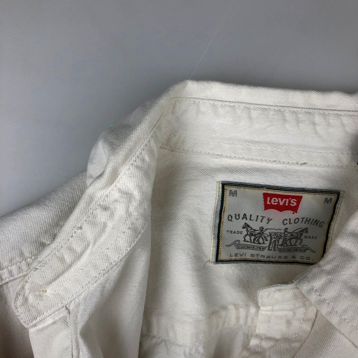 Levi's long-sleeved white denim shirt, men's size M (approx.) cotton pale white type Vintage Second Hand