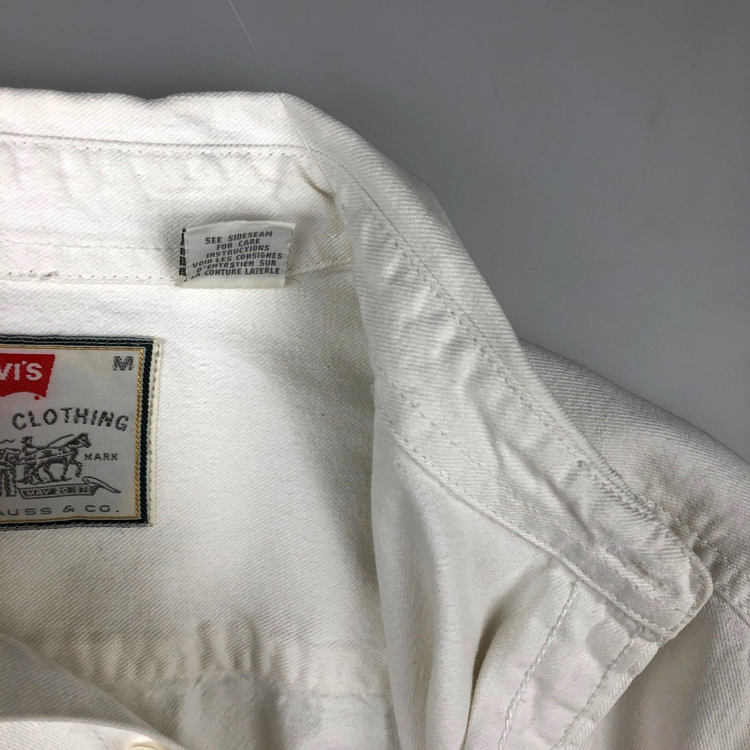 Levi's long-sleeved white denim shirt, men's size M (approx.) cotton pale white type Vintage Second Hand