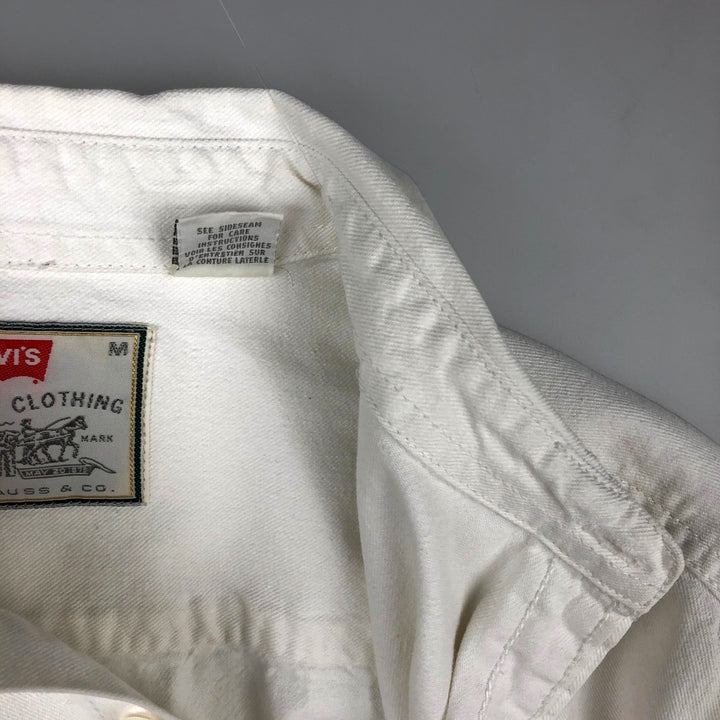 Levi's long-sleeved white denim shirt, men's size M (approx.) cotton pale white type Vintage Second Hand