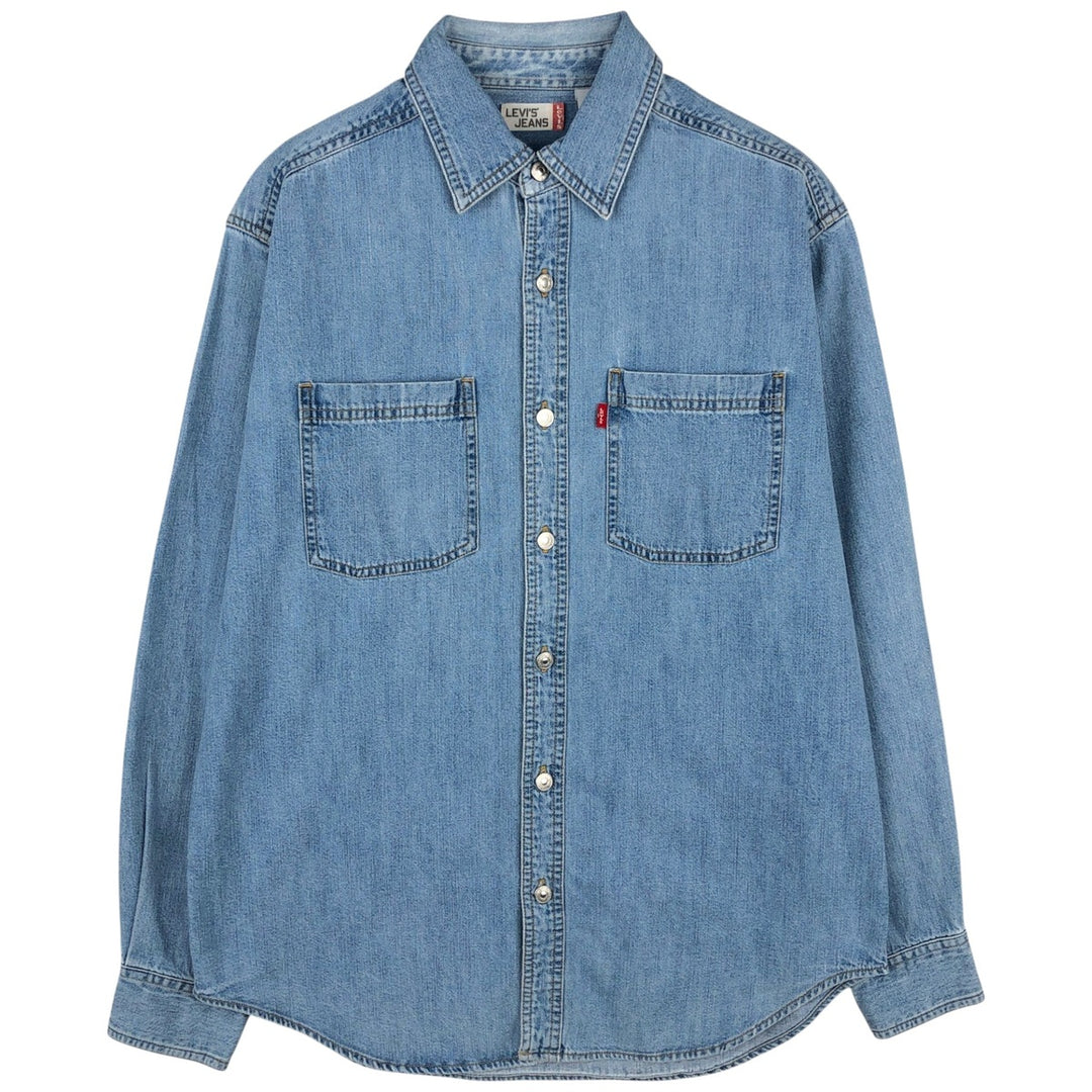Levi's long-sleeved denim shirt, men's size S (approx.) cotton blue type Vintage Second Hand