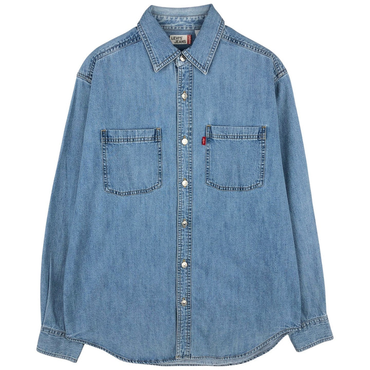 Levi's long-sleeved denim shirt, men's size S (approx.) cotton blue type Vintage Second Hand