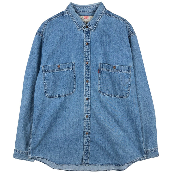 90'S Levi's Long Sleeve Denim Shirt, Men's Size L, Vintage cotton blue type Vintage Second Hand