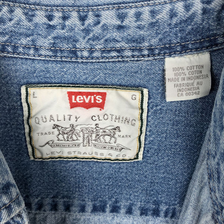 90'S Levi's Long Sleeve Denim Shirt, Men's Size L, Vintage cotton blue type Vintage Second Hand