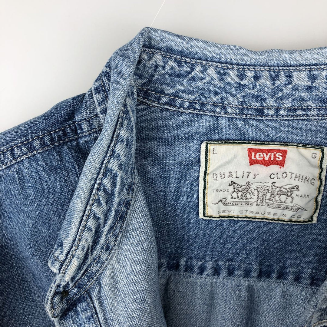 90'S Levi's Long Sleeve Denim Shirt, Men's Size L, Vintage cotton blue type Vintage Second Hand