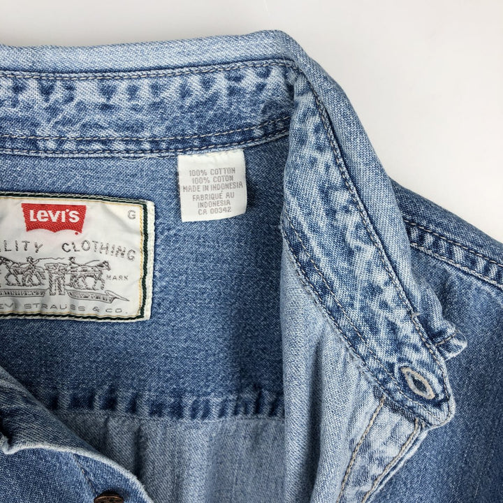 90'S Levi's Long Sleeve Denim Shirt, Men's Size L, Vintage cotton blue type Vintage Second Hand