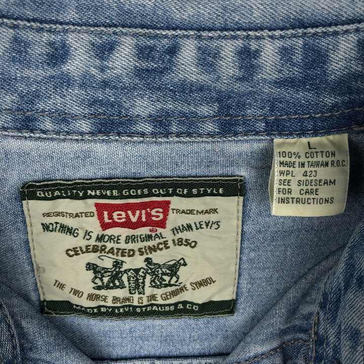 Levi's long sleeve denim shirt, men's size L cotton blue type Vintage Second Hand