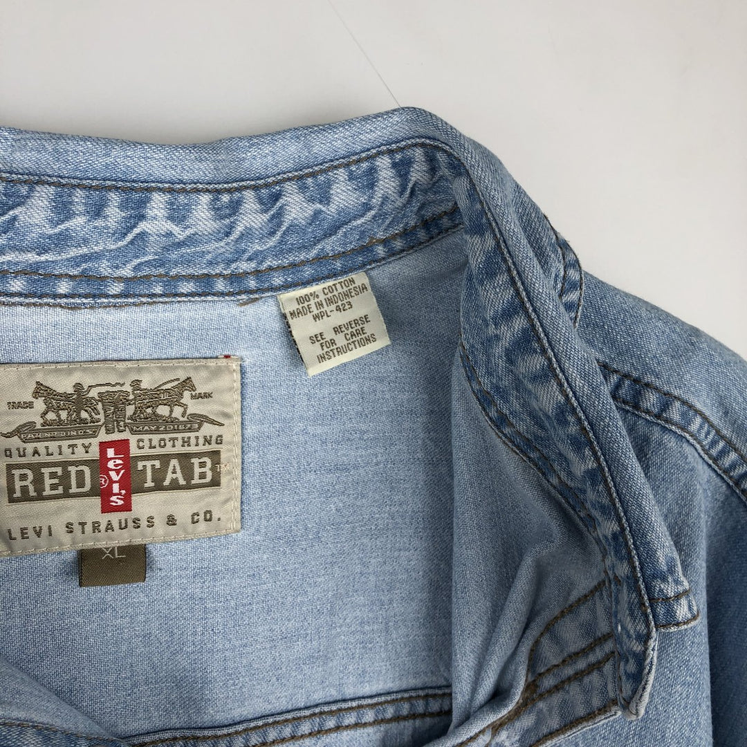 Levi's Red Tab Long Sleeve Denim Shirt, Men's Size XL cotton blue type Vintage Second Hand