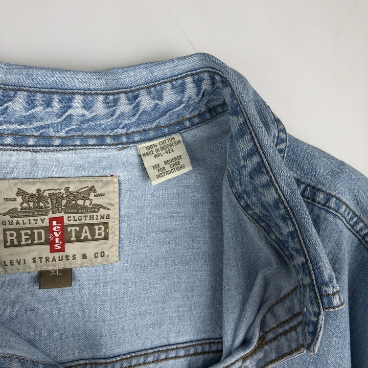 Levi's Red Tab Long Sleeve Denim Shirt, Men's Size XL cotton blue type Vintage Second Hand