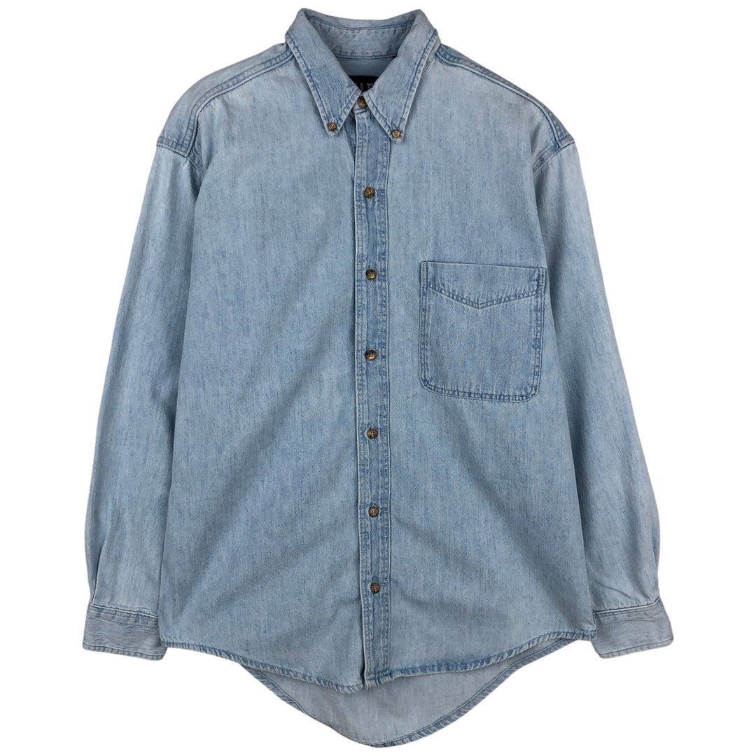 90'S GAP (Old GAP) Long-Sleeve Button-Down Denim Shirt, Made in USA, Men's Size S (Equivalent), Vintage cotton blue type Vintage Second Hand
